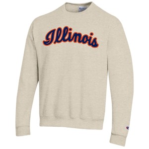 ILLINOIS SCRIPT WORDMARK TWILL CREWNECK SWEATSHIRT -  oatmealheather